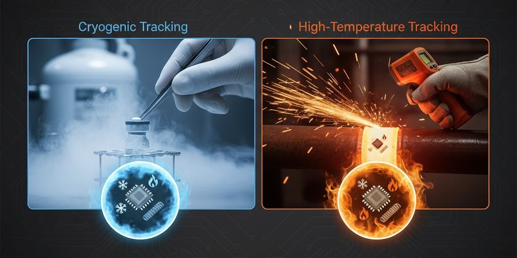 ultra-micro RFID Tags for Cryogenic and High-Temperature Industrial Tracking