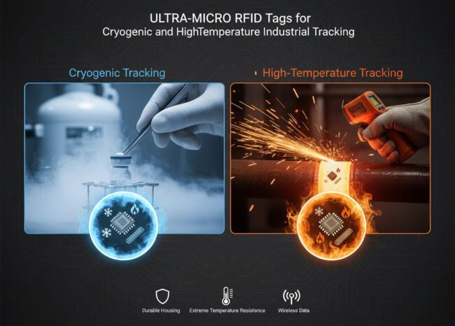 ultra-micro RFID Tags for Cryogenic and High-Temperature Industrial Tracking
