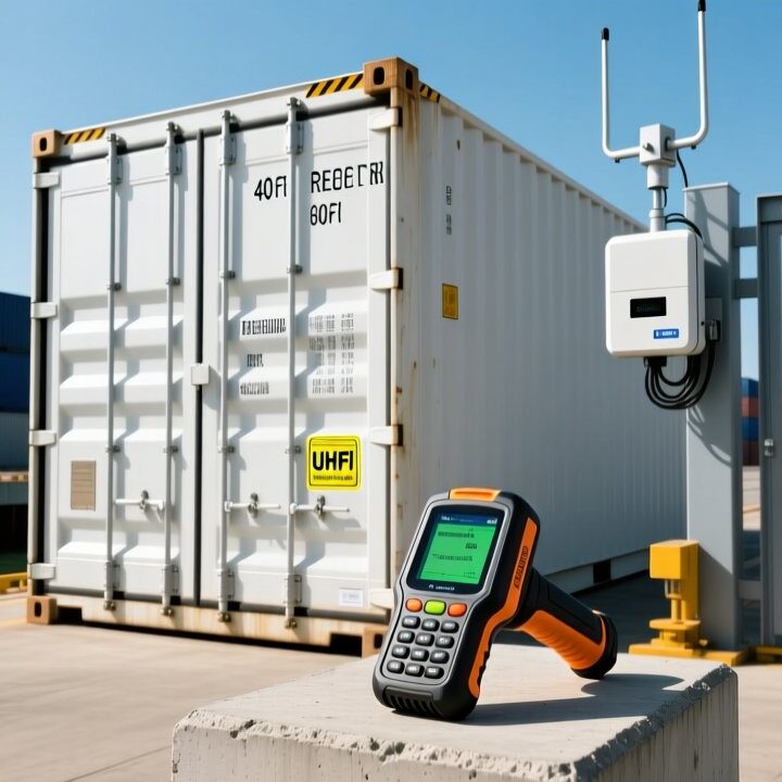 RFID seal tag on refrigerated container preventing cargo theft in East African port