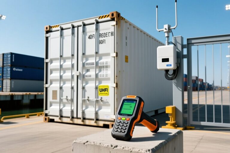 RFID seal tag on refrigerated container preventing cargo theft in East African port