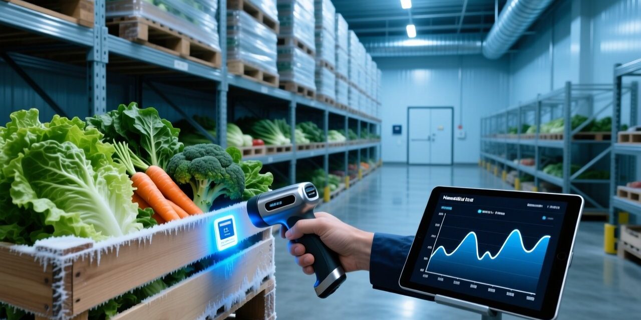 RFID temperature sensor tag monitoring cold chain for fresh produce logistics