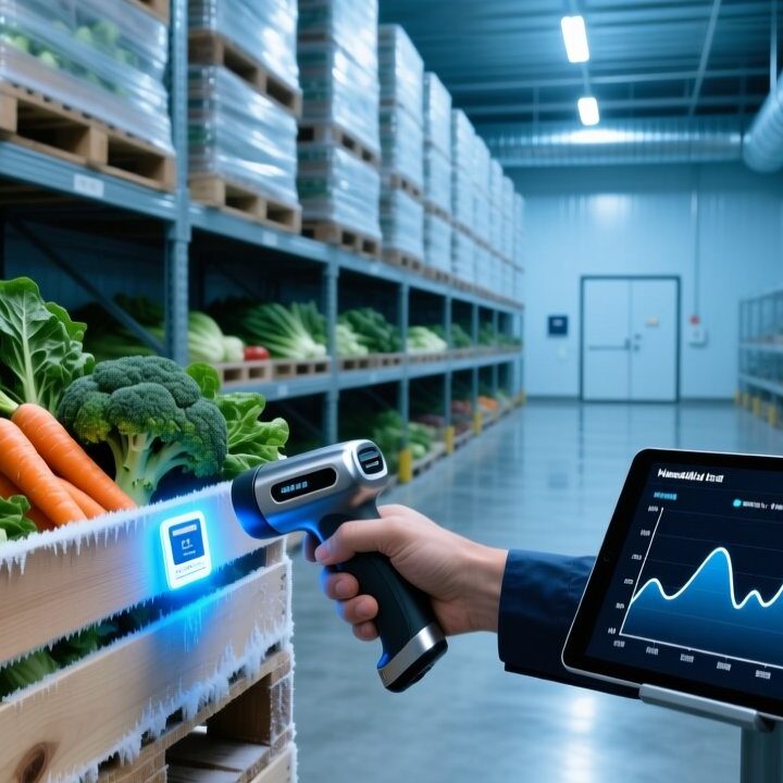 RFID temperature sensor tag monitoring cold chain for fresh produce logistics
