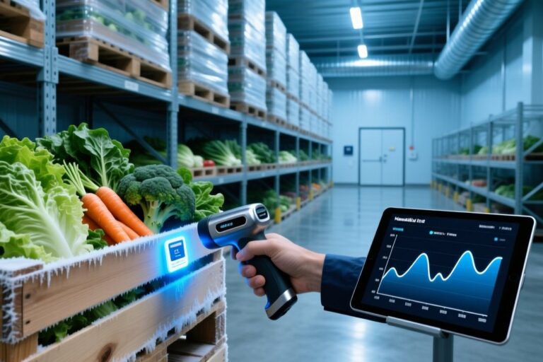 RFID temperature sensor tag monitoring cold chain for fresh produce logistics