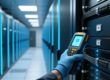 Data center RFID asset tracking with server racks and handheld scanner