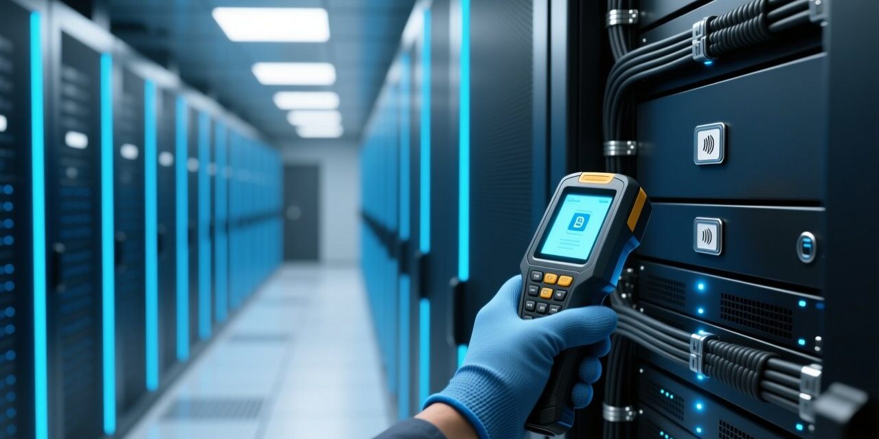 blog-cover-1782264610261 Data center RFID asset tracking with server racks and handheld scanner