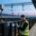 UHF RFID tags on European freight wagons and handheld scanner in rail yard