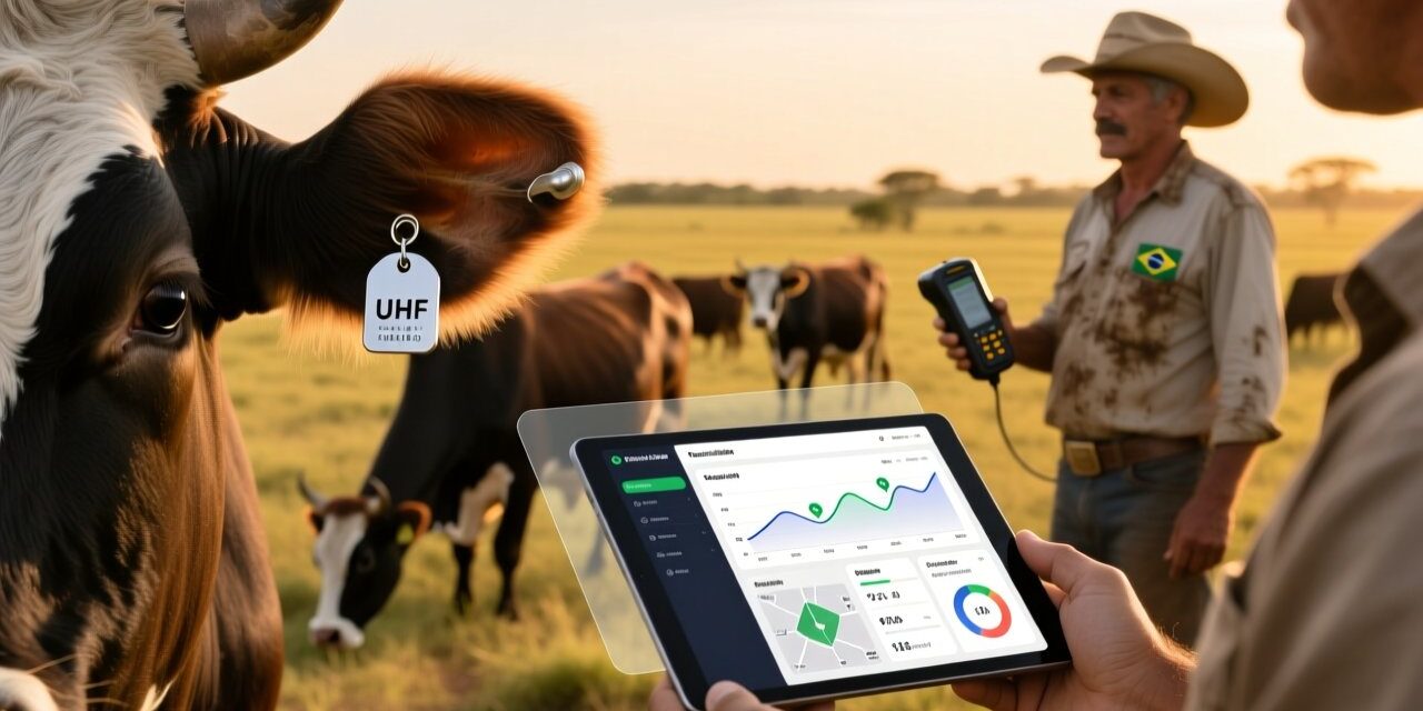 blog-cover-1784527041754 Brazilian cattle with UHF RFID ear tag and rancher holding handheld RFID scanner in Mato Grosso pasture
