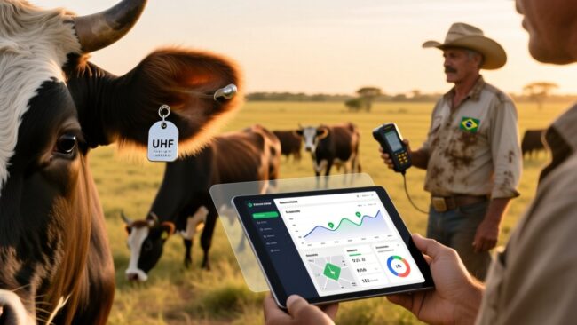 blog-cover-1784527041754 Brazilian cattle with UHF RFID ear tag and rancher holding handheld RFID scanner in Mato Grosso pasture