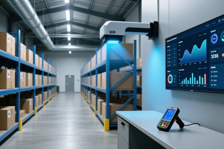 RFID middleware vs cloud platform software stack comparison concept with warehouse technology