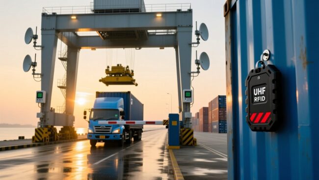 blog-cover-1784527113273 Indonesian port container gate with RFID reader and antenna scanning a truck