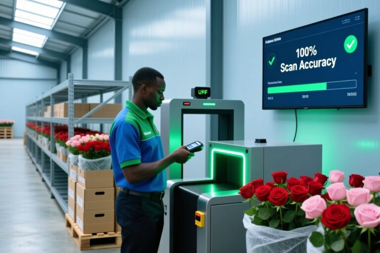 RFID pallet tracking for Kenyan flower exports at warehouse loading dock
