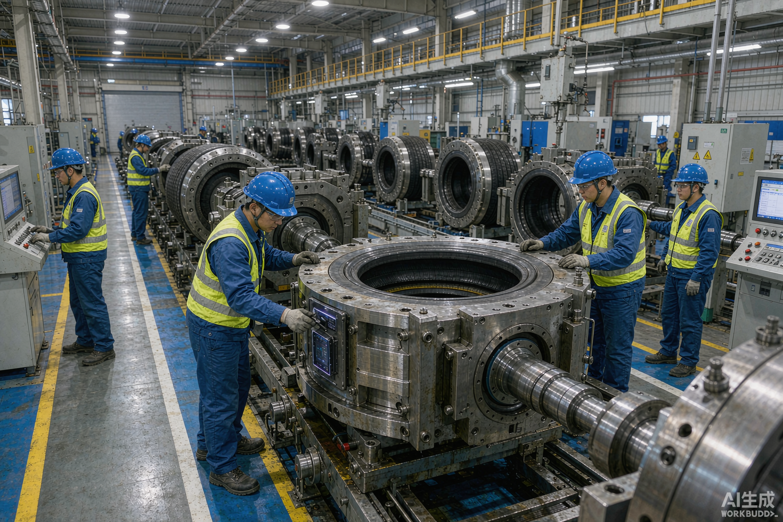 Embedded RFID tire tag on a vulcanization line at a modern tire plant