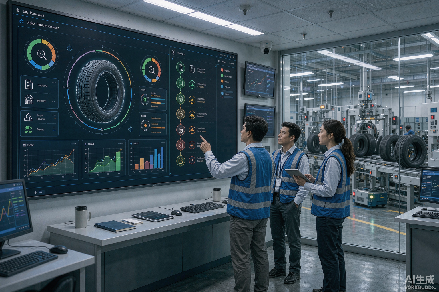 Tire plant control room monitoring EU DPP compliance timeline dashboard